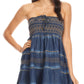 Sakkas Eva Womens Denim Strapless Tube Top Smock Short Sleeveless Dress Chambray