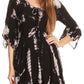 Sakkas Ceren Marble Dye Cascading Corset Dress with Handkerchief Sleeves