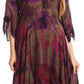 Sakkas Ceren Marble Dye Cascading Corset Dress with Handkerchief Sleeves