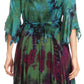 Sakkas Ceren Marble Dye Cascading Corset Dress with Handkerchief Sleeves
