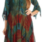 Sakkas Ceren Marble Dye Cascading Corset Dress with Handkerchief Sleeves