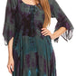 Sakkas Ceren Marble Dye Cascading Corset Dress with Handkerchief Sleeves