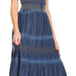 Sakkas Ode Women Boho Maxi Chambray Casual Long Dress Short Sleeve Off Shoulder