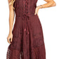 Sakkas Magdilena Stonewashed Corset Front Embroidered Dress