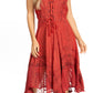 Sakkas Magdilena Stonewashed Corset Front Embroidered Dress