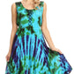 Sakkas Mathilde  Marble Tie-dye Sleeveless Tank Dress Tiered and Corset