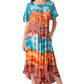 Sakkas Sula Long Laced Tie-Dye Wide Neck Embroidered Boho Sundress Cover Up