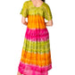 Sakkas Sula Long Laced Tie-Dye Wide Neck Embroidered Boho Sundress Cover Up