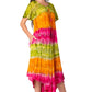 Sakkas Sula Long Laced Tie-Dye Wide Neck Embroidered Boho Sundress Cover Up