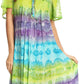 Sakkas Sula Long Laced Tie-Dye Wide Neck Embroidered Boho Sundress Cover Up