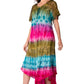 Sakkas Sula Long Laced Tie-Dye Wide Neck Embroidered Boho Sundress Cover Up