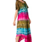 Sakkas Sula Long Laced Tie-Dye Wide Neck Embroidered Boho Sundress Cover Up