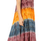 Sakkas Sula Long Laced Tie-Dye Wide Neck Embroidered Boho Sundress Cover Up