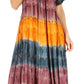 Sakkas Sula Long Laced Tie-Dye Wide Neck Embroidered Boho Sundress Cover Up