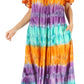 Sakkas Sula Long Laced Tie-Dye Wide Neck Embroidered Boho Sundress Cover Up