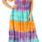 Sakkas Sula Long Laced Tie-Dye Wide Neck Embroidered Boho Sundress Cover Up