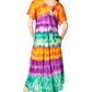 Sakkas Sula Long Laced Tie-Dye Wide Neck Embroidered Boho Sundress Cover Up