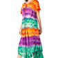 Sakkas Sula Long Laced Tie-Dye Wide Neck Embroidered Boho Sundress Cover Up