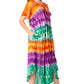 Sakkas Sula Long Laced Tie-Dye Wide Neck Embroidered Boho Sundress Cover Up