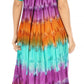 Sakkas Sula Long Laced Tie-Dye Wide Neck Embroidered Boho Sundress Cover Up