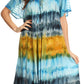 Sakkas Sula Long Laced Tie-Dye Wide Neck Embroidered Boho Sundress Cover Up