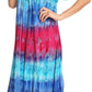 Sakkas Sula Long Laced Tie-Dye Wide Neck Embroidered Boho Sundress Cover Up