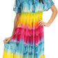 Sakkas Sula Long Laced Tie-Dye Wide Neck Embroidered Boho Sundress Cover Up