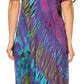 Sakkas Ria Tie Dye Embroidered Cap Sleeve Wide Neck Caftan Dress / Beach Cover Up