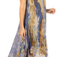 Sakkas Julia Boho Flared Multi-color Marble Batik Cotton Long Dress  / Cover Up