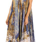 Sakkas Julia Boho Flared Multi-color Marble Batik Cotton Long Dress  / Cover Up