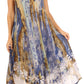 Sakkas Julia Boho Flared Multi-color Marble Batik Cotton Long Dress  / Cover Up