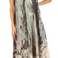 Sakkas Julia Boho Flared Multi-color Marble Batik Cotton Long Dress  / Cover Up