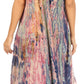 Sakkas Julia Boho Flared Multi-color Marble Batik Cotton Long Dress  / Cover Up