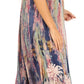 Sakkas Julia Boho Flared Multi-color Marble Batik Cotton Long Dress  / Cover Up