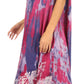 Sakkas Julia Boho Flared Multi-color Marble Batik Cotton Long Dress  / Cover Up