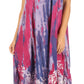 Sakkas Julia Boho Flared Multi-color Marble Batik Cotton Long Dress  / Cover Up