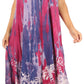 Sakkas Julia Boho Flared Multi-color Marble Batik Cotton Long Dress  / Cover Up