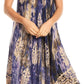 Sakkas Ginette Marble Dye Short Sleeve Long Dress with Crochet Lace