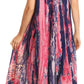 Sakkas Ginette Marble Dye Short Sleeve Long Dress with Crochet Lace