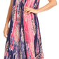 Sakkas Ginette Marble Dye Short Sleeve Long Dress with Crochet Lace