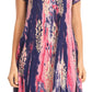 Sakkas Ginette Marble Dye Short Sleeve Long Dress with Crochet Lace