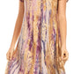 Sakkas Ginette Marble Dye Short Sleeve Long Dress with Crochet Lace