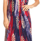 Sakkas Ginette Marble Dye Short Sleeve Long Dress with Crochet Lace