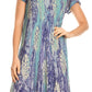 Sakkas Ginette Marble Dye Short Sleeve Long Dress with Crochet Lace