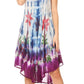 Sakkas Jimena Women's Tie Dye Sleeveless Caftan Dress Sundress Flare Floral Print