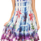 Sakkas Jimena Women's Tie Dye Sleeveless Caftan Dress Sundress Flare Floral Print