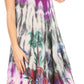 Sakkas Jimena Women's Tie Dye Sleeveless Caftan Dress Sundress Flare Floral Print