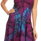 Sakkas Zoe Women's Summer Bohemian Spaghetti Strap Short Dress Tie Dye Embroidered
