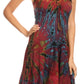 Sakkas Zoe Women's Summer Bohemian Spaghetti Strap Short Dress Tie Dye Embroidered