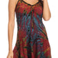 Sakkas Zoe Women's Summer Bohemian Spaghetti Strap Short Dress Tie Dye Embroidered